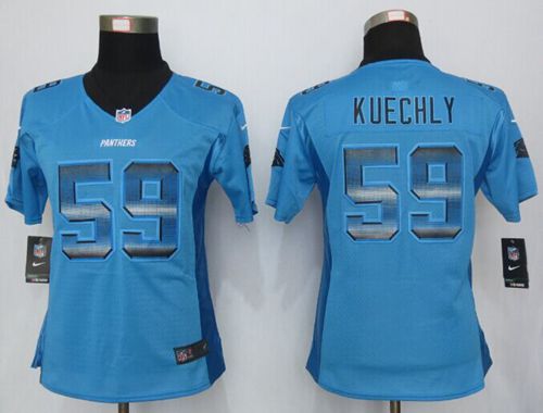 Nike Panthers #59 Luke Kuechly Blue Alternate Women's Stitched NFL Elite Strobe Jersey - Click Image to Close
